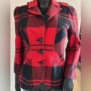 Diane von Furstenberg Red & Black Peplum Blazer Size 4